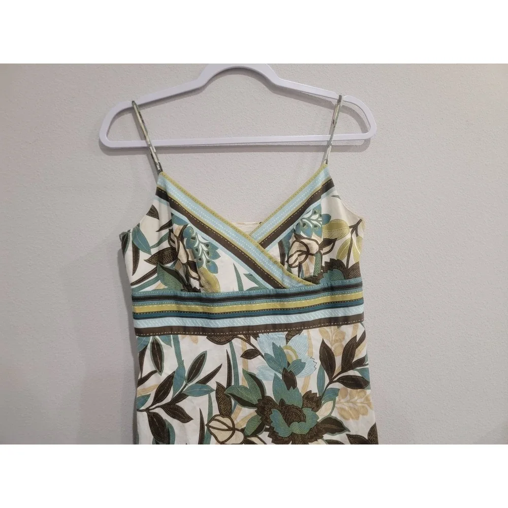 Ann Taylor Womens 10 Floral Print‎ Spaghetti Strap Lined Cotton Short Dress